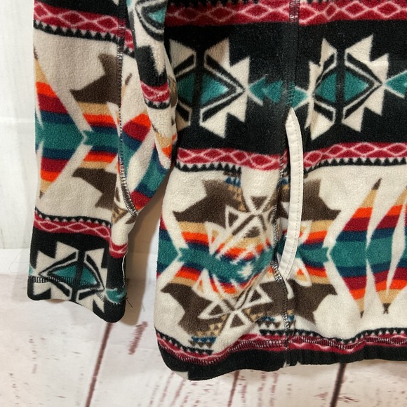 Powder River Outfitters Women L Fleece Quarter Zip Jacket Southwest Aztec Tribal - Picture 9 of 15